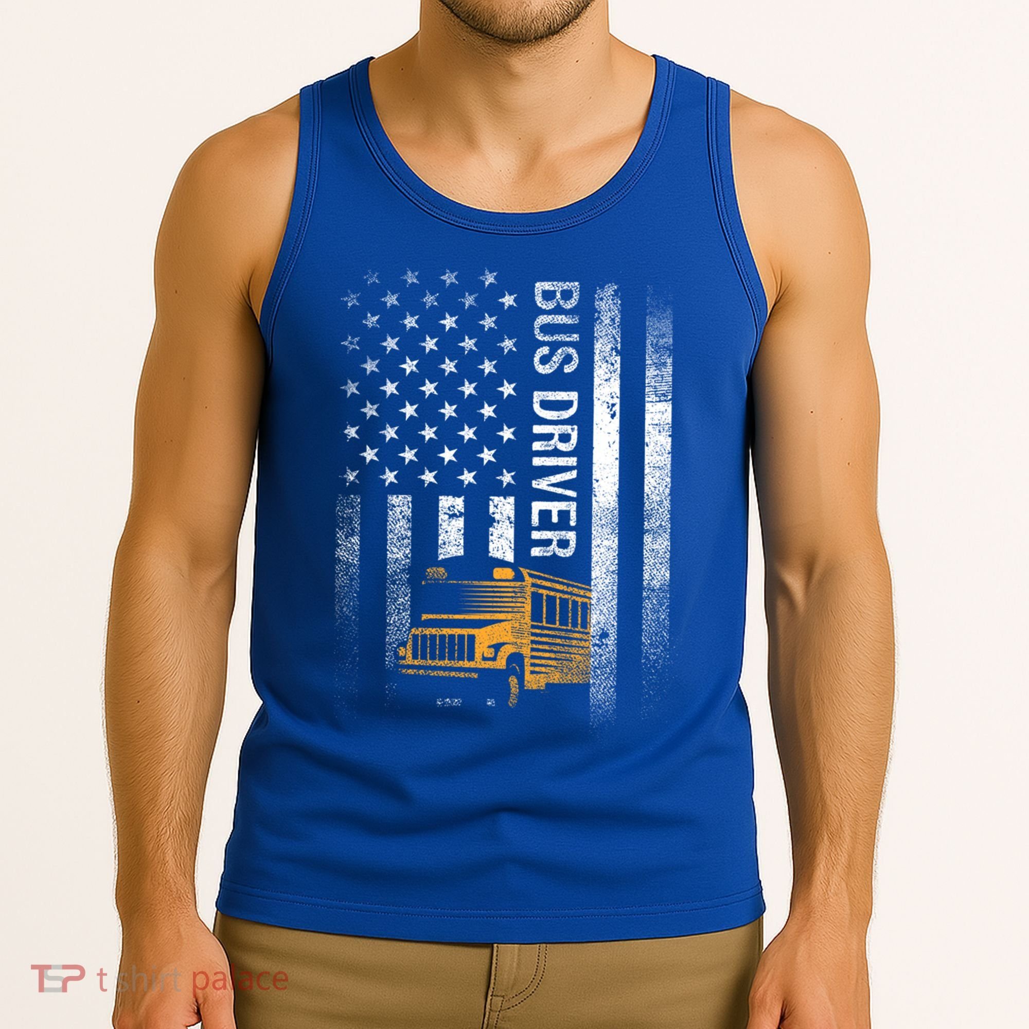 School Bus Driver Usa American Flag Funny Bus Driver Gift Tank Top