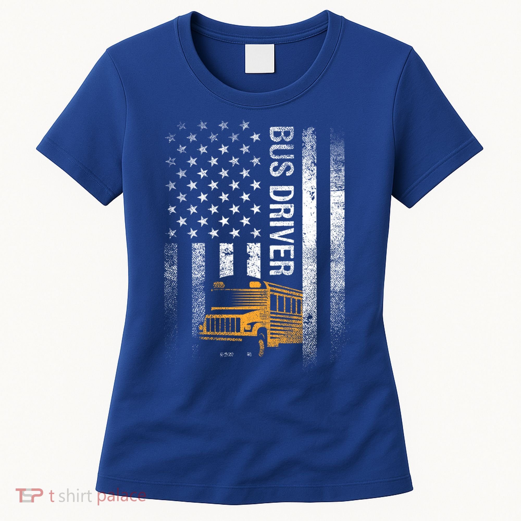 School Bus Driver Usa American Flag Funny Bus Driver Gift Women's T-Shirt