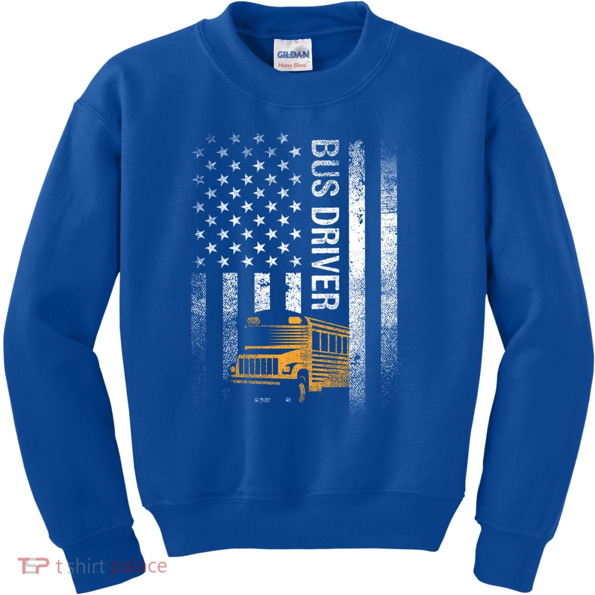 School Bus Driver Usa American Flag Funny Bus Driver Gift Kids Sweatshirt