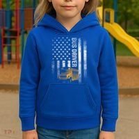 School Bus Driver Usa American Flag Funny Bus Driver Gift Kids Hoodie thumb 3