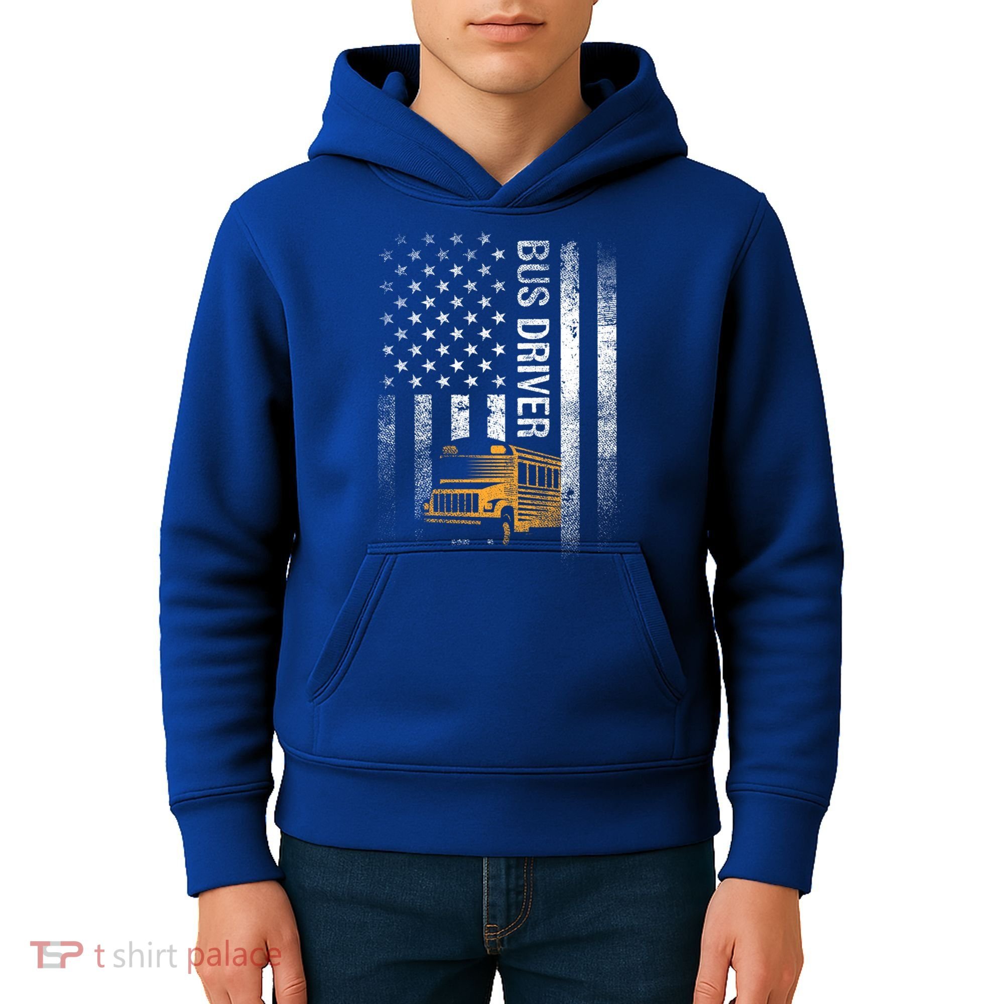 School Bus Driver Usa American Flag Funny Bus Driver Gift Kids Hoodie