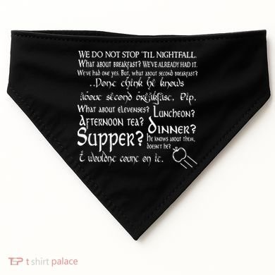 Second Breakfast Design On A USA-Made Doggie Bandana