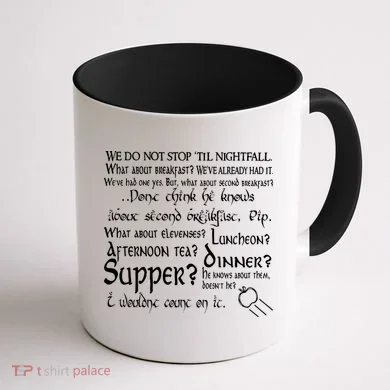 Second Breakfast Design On A Coffee Mug back