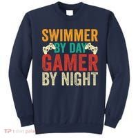 Swimmer By Day Gamer By Night Swimming Funny Sweatshirt thumb 0
