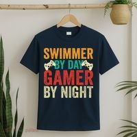 Swimmer By Day Gamer By Night Swimming Funny T-Shirt thumb 2
