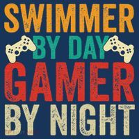 Swimmer By Day Gamer By Night Swimming Funny Women's Hoodie thumb 2