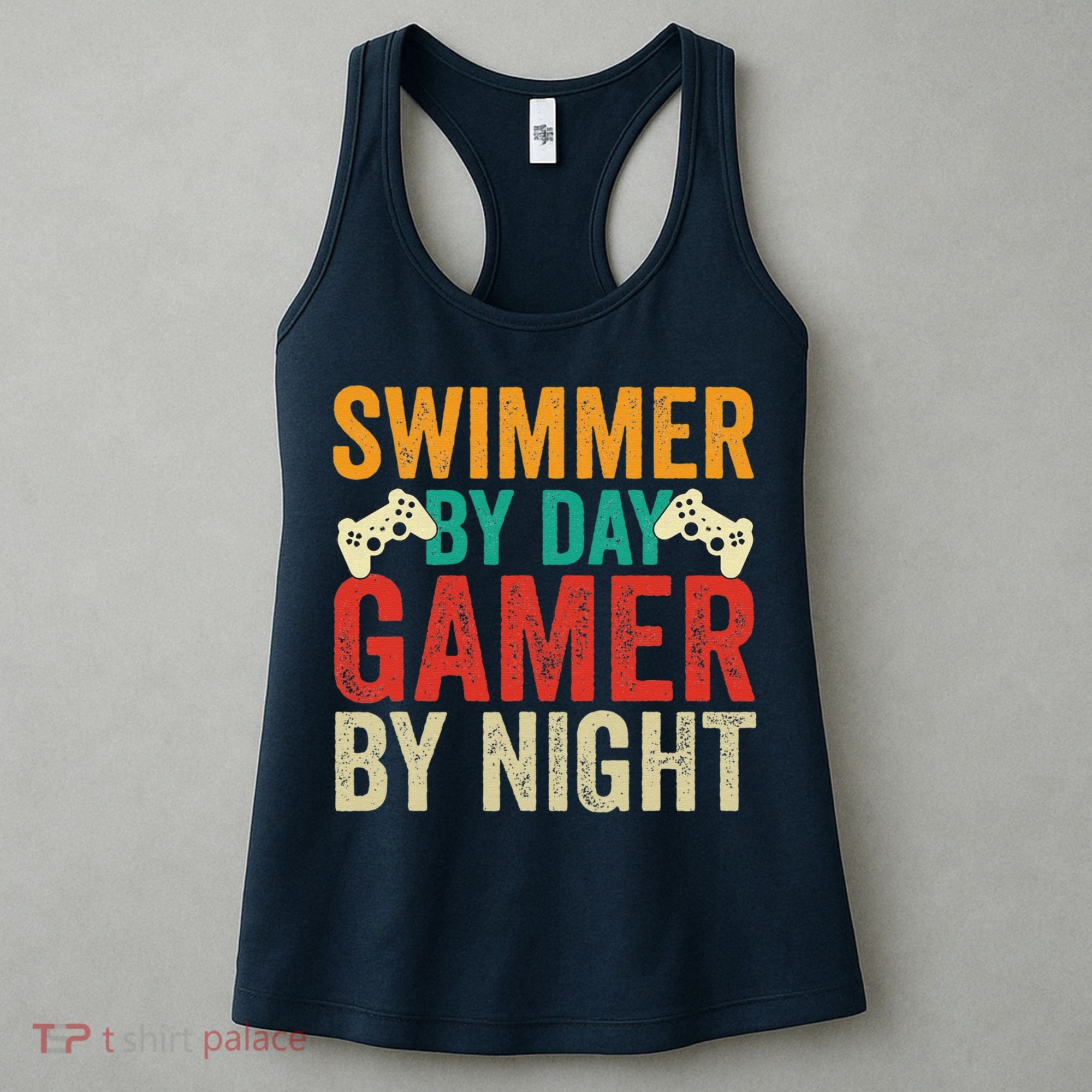 Swimmer By Day Gamer By Night Swimming Funny Women's Tank Top