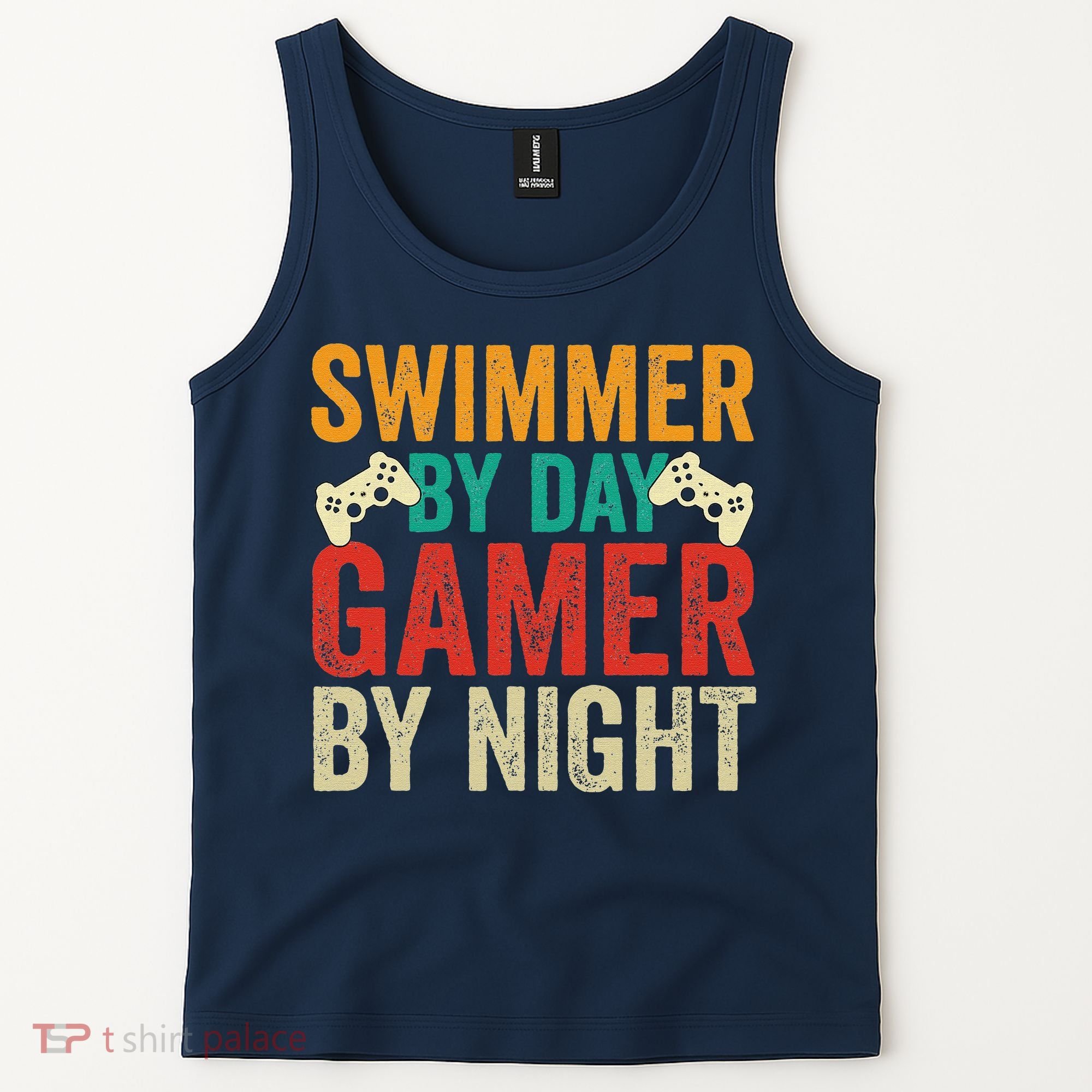 Swimmer By Day Gamer By Night Swimming Funny Tank Top