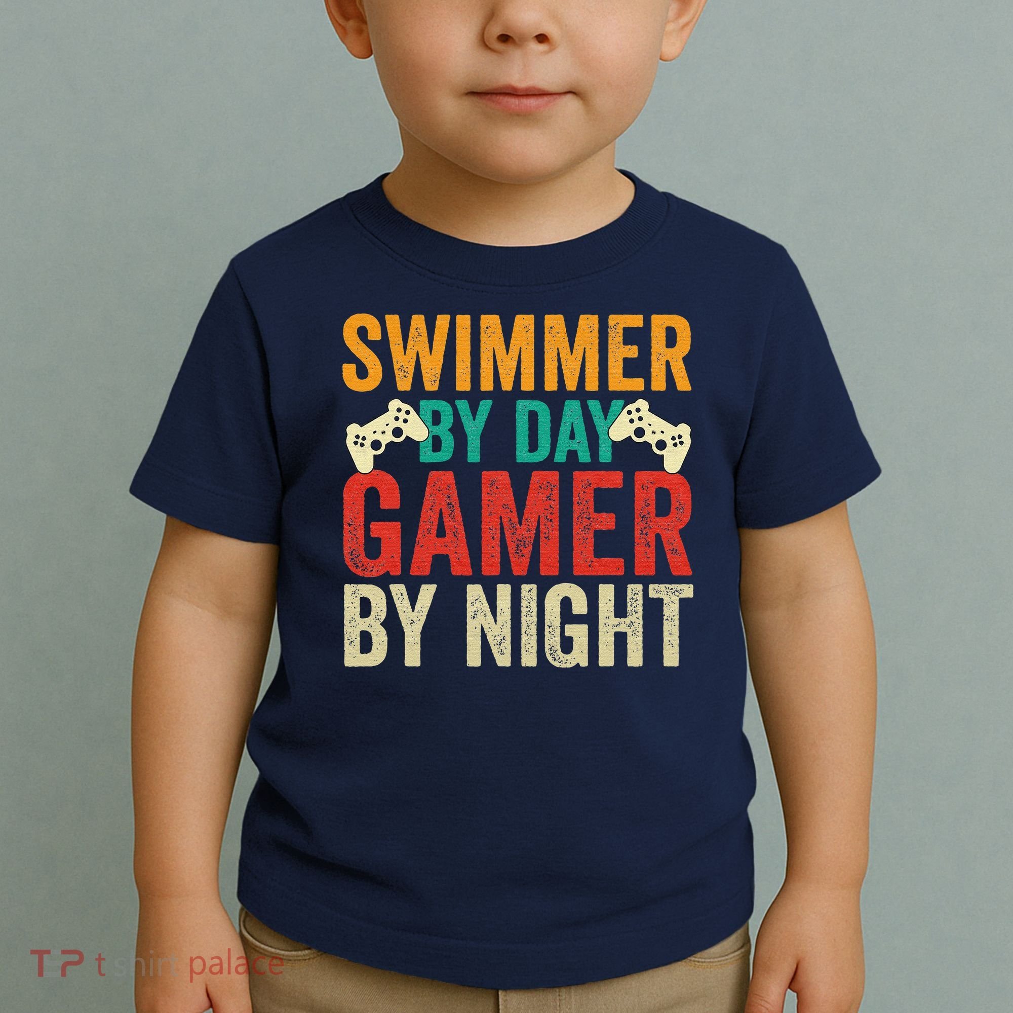 Swimmer By Day Gamer By Night Swimming Funny Toddler T-Shirt