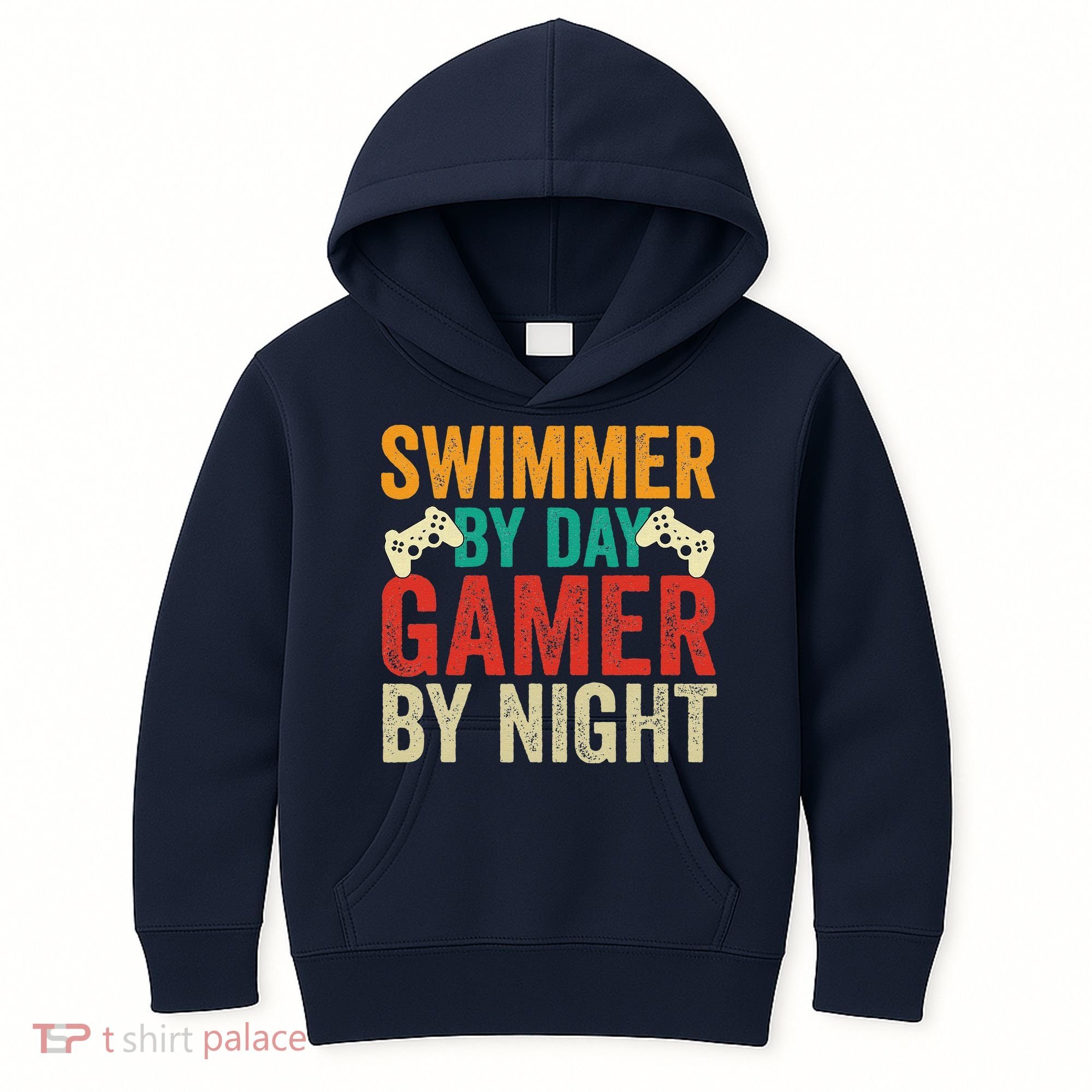 Swimmer By Day Gamer By Night Swimming Funny Kids Hoodie