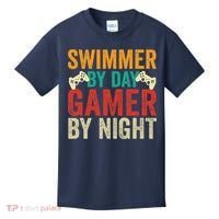 Swimmer By Day Gamer By Night Swimming Funny Kids T-Shirt thumb 0