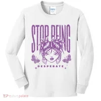Stop Being Desperate Sassy Doll Kids Long Sleeve Shirt thumb 0