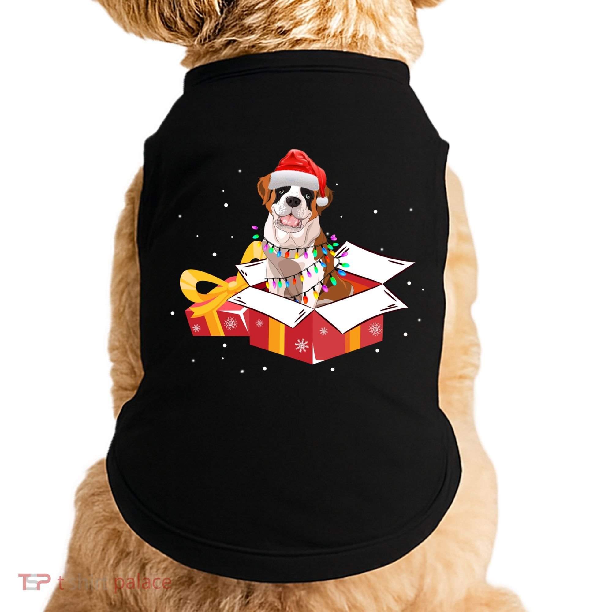 Saint Bernard Dog Christmas Is Box Gift Dog Light Tree Xmas Gift Doggie Tank
