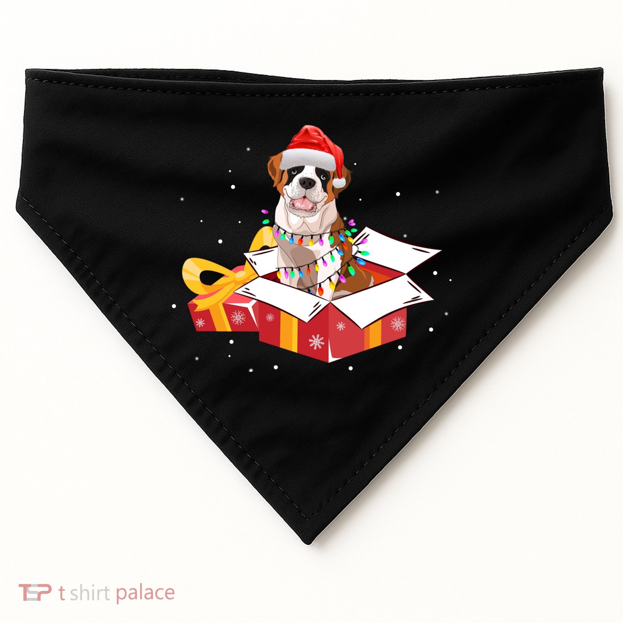 Saint Bernard Dog Christmas Is Box Gift Dog Light Tree Xmas Gift USA-Made Doggie Bandana
