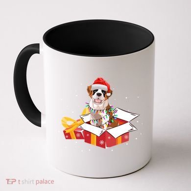 Saint Bernard Dog Christmas Is Box Gift Dog Light Tree Xmas Gift Coffee Mug