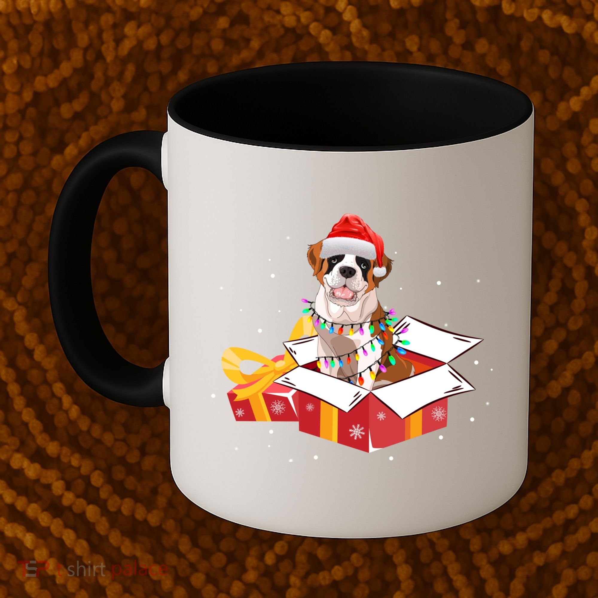 Saint Bernard Dog Christmas Is Box Gift Dog Light Tree Xmas Gift Coffee Mug