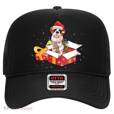 Saint Bernard Dog Christmas Is Box Gift Dog Light Tree Xmas Gift Hat