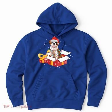 Saint Bernard Dog Christmas Is Box Gift Dog Light Tree Xmas Gift Hoodie