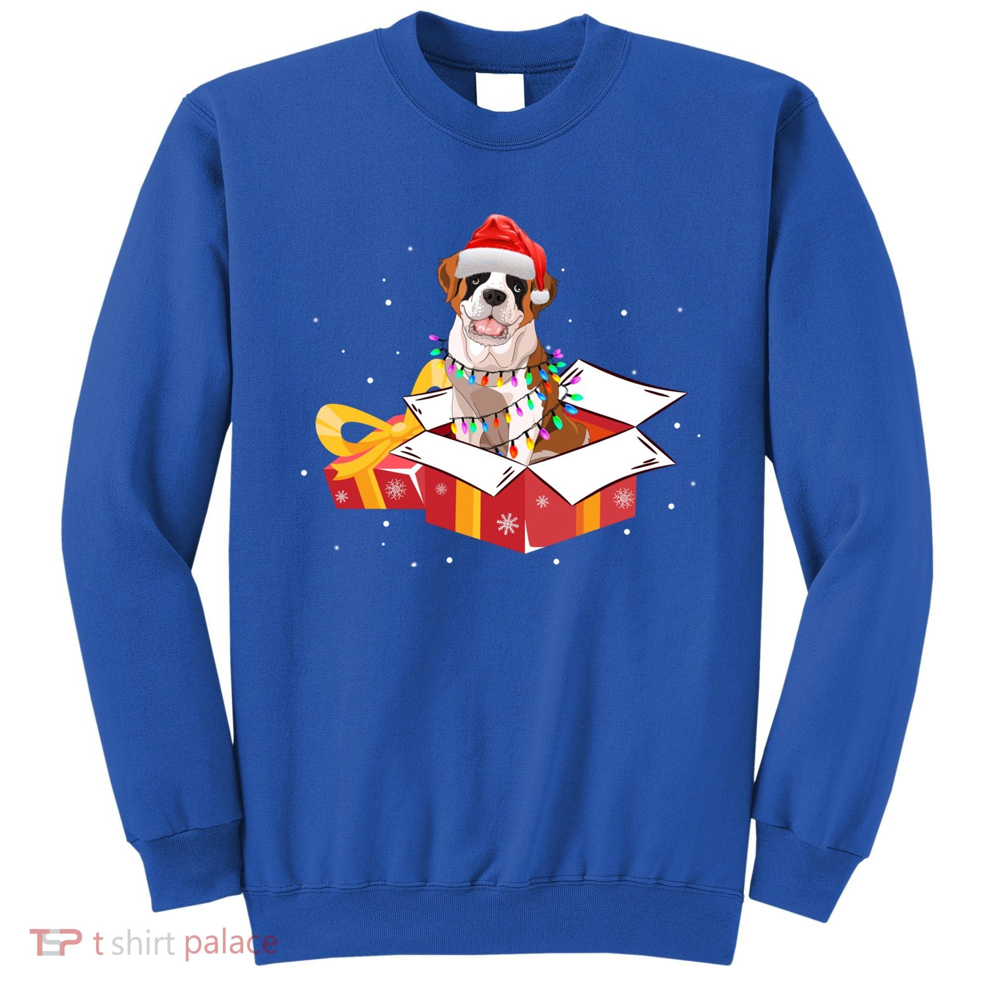 Saint Bernard Dog Christmas Is Box Gift Dog Light Tree Xmas Gift Sweatshirt