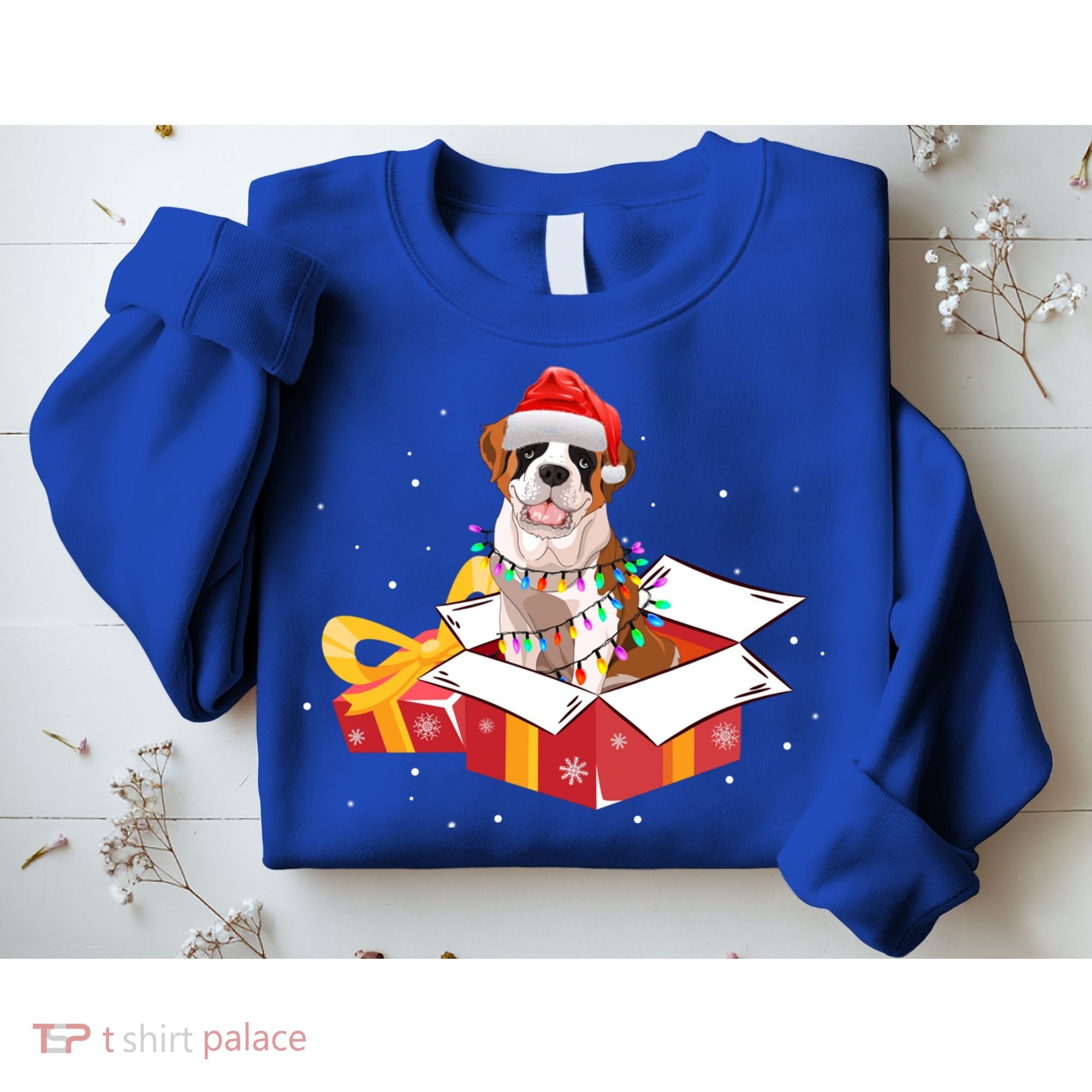 Saint Bernard Dog Christmas Is Box Gift Dog Light Tree Xmas Gift Sweatshirt