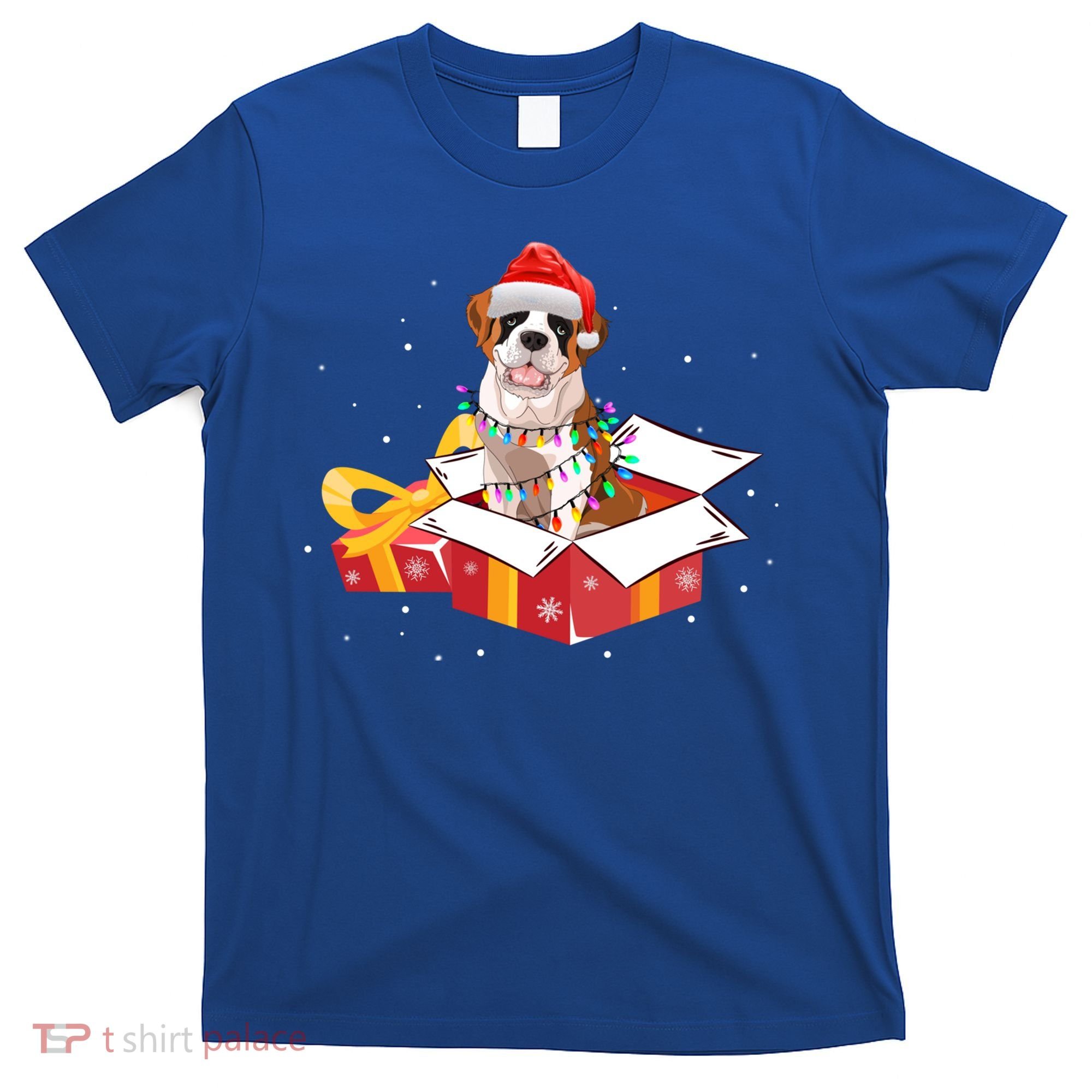Saint Bernard Dog Christmas Is Box Gift Dog Light Tree Xmas Gift T-Shirt