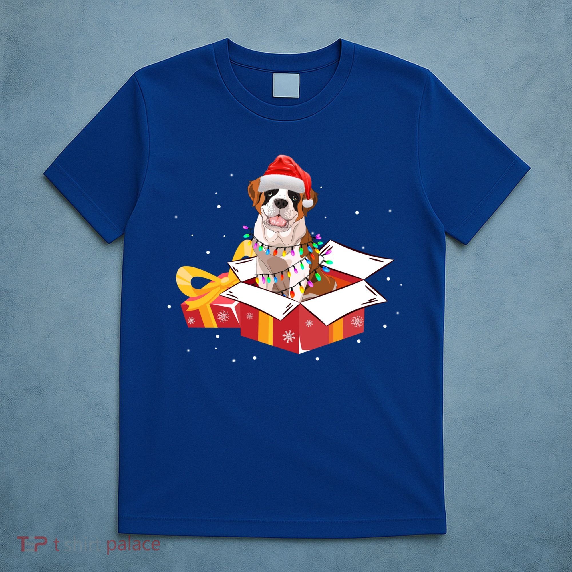 Saint Bernard Dog Christmas Is Box Gift Dog Light Tree Xmas Gift T-Shirt