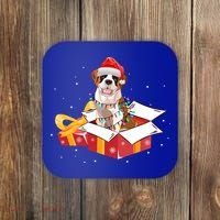 Saint Bernard Dog Christmas Is Box Gift Dog Light Tree Xmas Gift Coaster thumb 0
