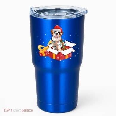 Saint Bernard Dog Christmas Is Box Gift Dog Light Tree Xmas Gift Tumbler