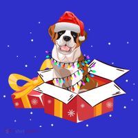 Saint Bernard Dog Christmas Is Box Gift Dog Light Tree Xmas Gift Mousepad thumb 1