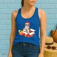 Saint Bernard Dog Christmas Is Box Gift Dog Light Tree Xmas Gift Women's Tank Top thumb 2