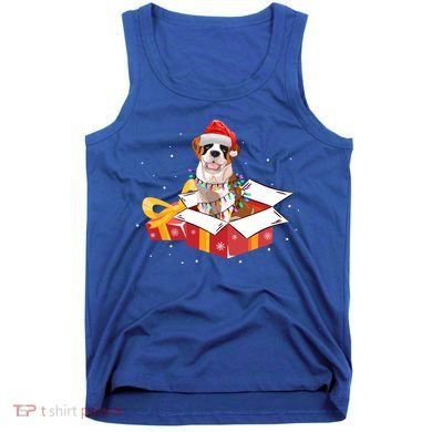 Saint Bernard Dog Christmas Is Box Gift Dog Light Tree Xmas Gift Tank Top