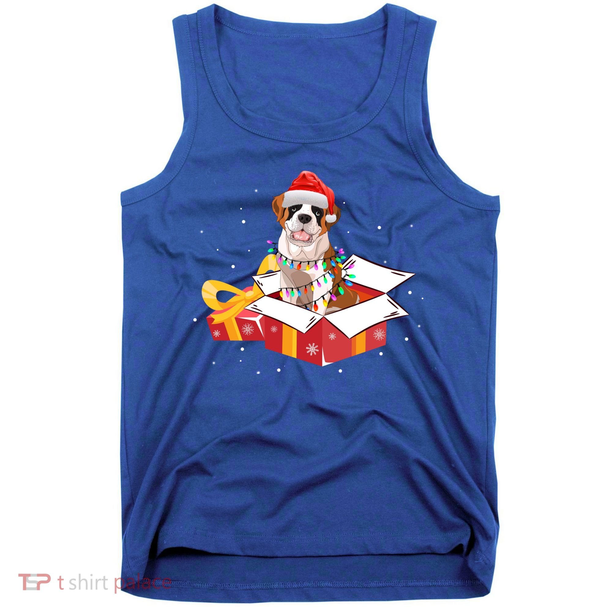 Saint Bernard Dog Christmas Is Box Gift Dog Light Tree Xmas Gift Tank Top