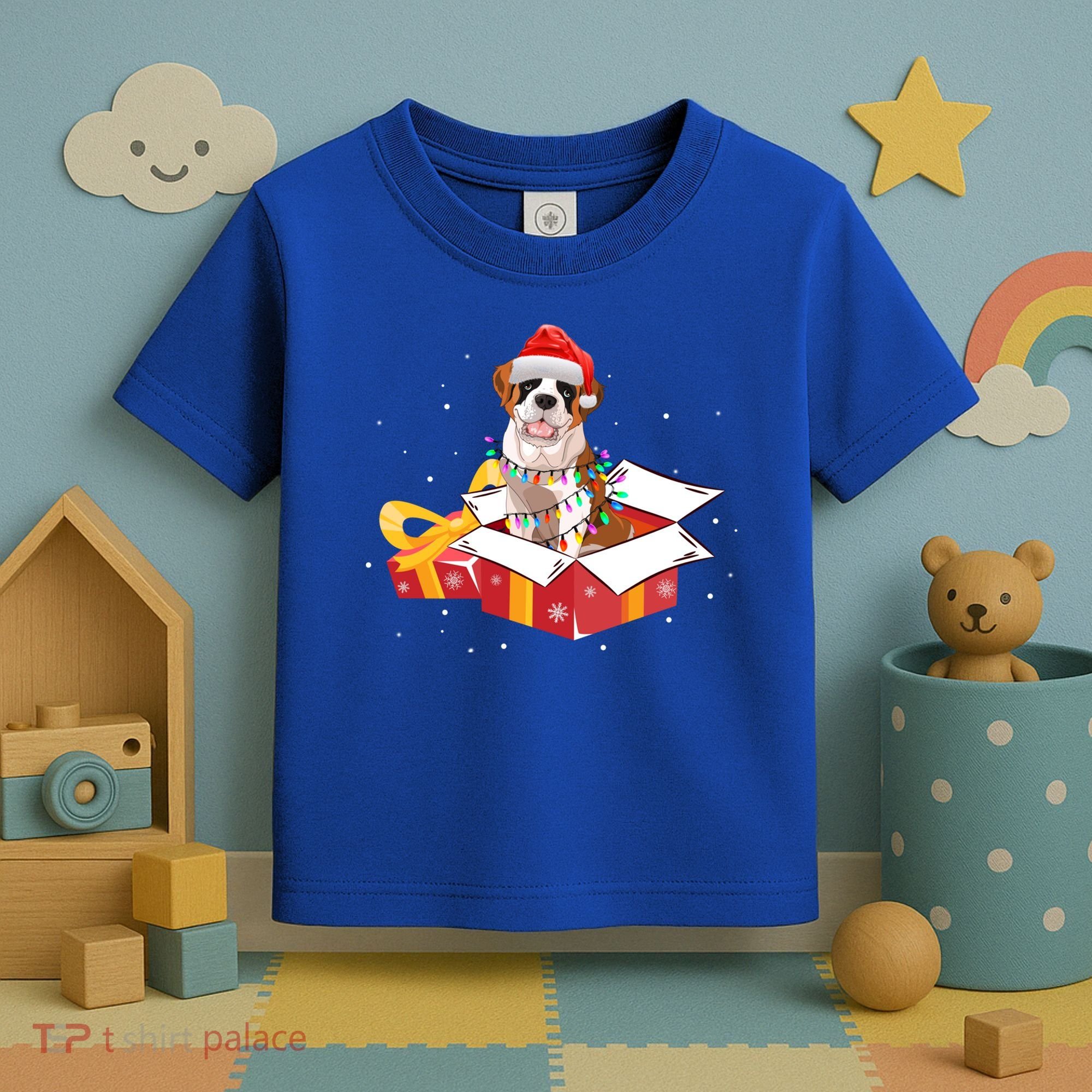 Saint Bernard Dog Christmas Is Box Gift Dog Light Tree Xmas Gift Toddler T-Shirt