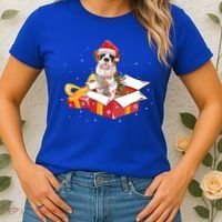 Saint Bernard Dog Christmas Is Box Gift Dog Light Tree Xmas Gift Women's T-Shirt thumb 2