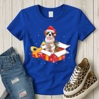 Saint Bernard Dog Christmas Is Box Gift Dog Light Tree Xmas Gift Women's T-Shirt thumb 3