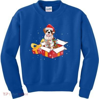 Saint Bernard Dog Christmas Is Box Gift Dog Light Tree Xmas Gift Kids Sweatshirt