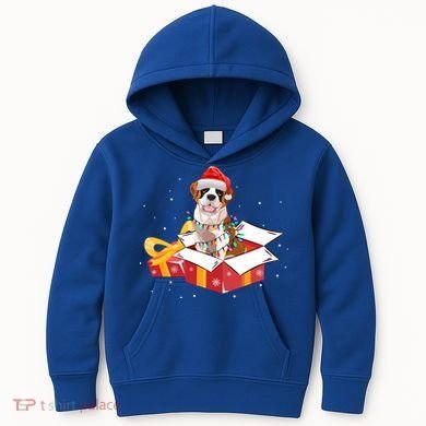 Saint Bernard Dog Christmas Is Box Gift Dog Light Tree Xmas Gift Kids Hoodie