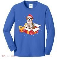Saint Bernard Dog Christmas Is Box Gift Dog Light Tree Xmas Gift Kids Long Sleeve Shirt thumb 0