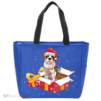 Saint Bernard Dog Christmas Is Box Gift Dog Light Tree Xmas Gift Tote Bag