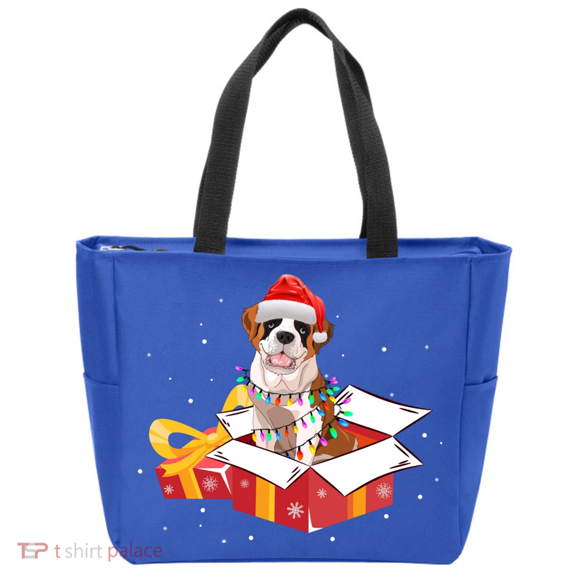 Saint Bernard Dog Christmas Is Box Gift Dog Light Tree Xmas Gift Tote Bag
