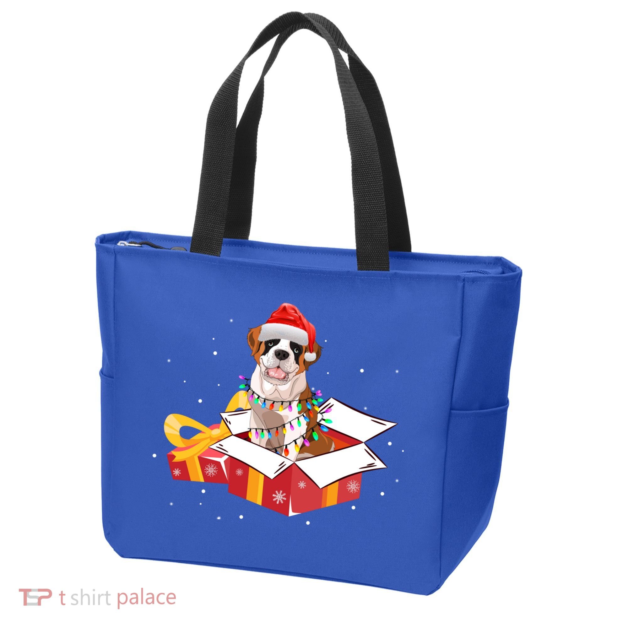 Saint Bernard Dog Christmas Is Box Gift Dog Light Tree Xmas Gift Tote Bag