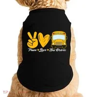 School Bus Driver Peace Love Bus Driver Driving Bus Doggie Tank thumb 0