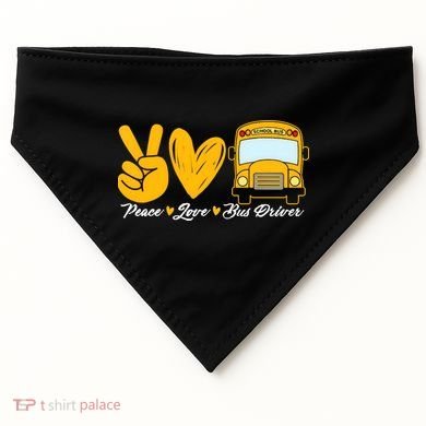 School Bus Driver Peace Love Bus Driver Driving Bus USA-Made Doggie Bandana