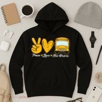 School Bus Driver Peace Love Bus Driver Driving Bus Hoodie thumb 3