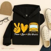 School Bus Driver Peace Love Bus Driver Driving Bus Hoodie thumb 4