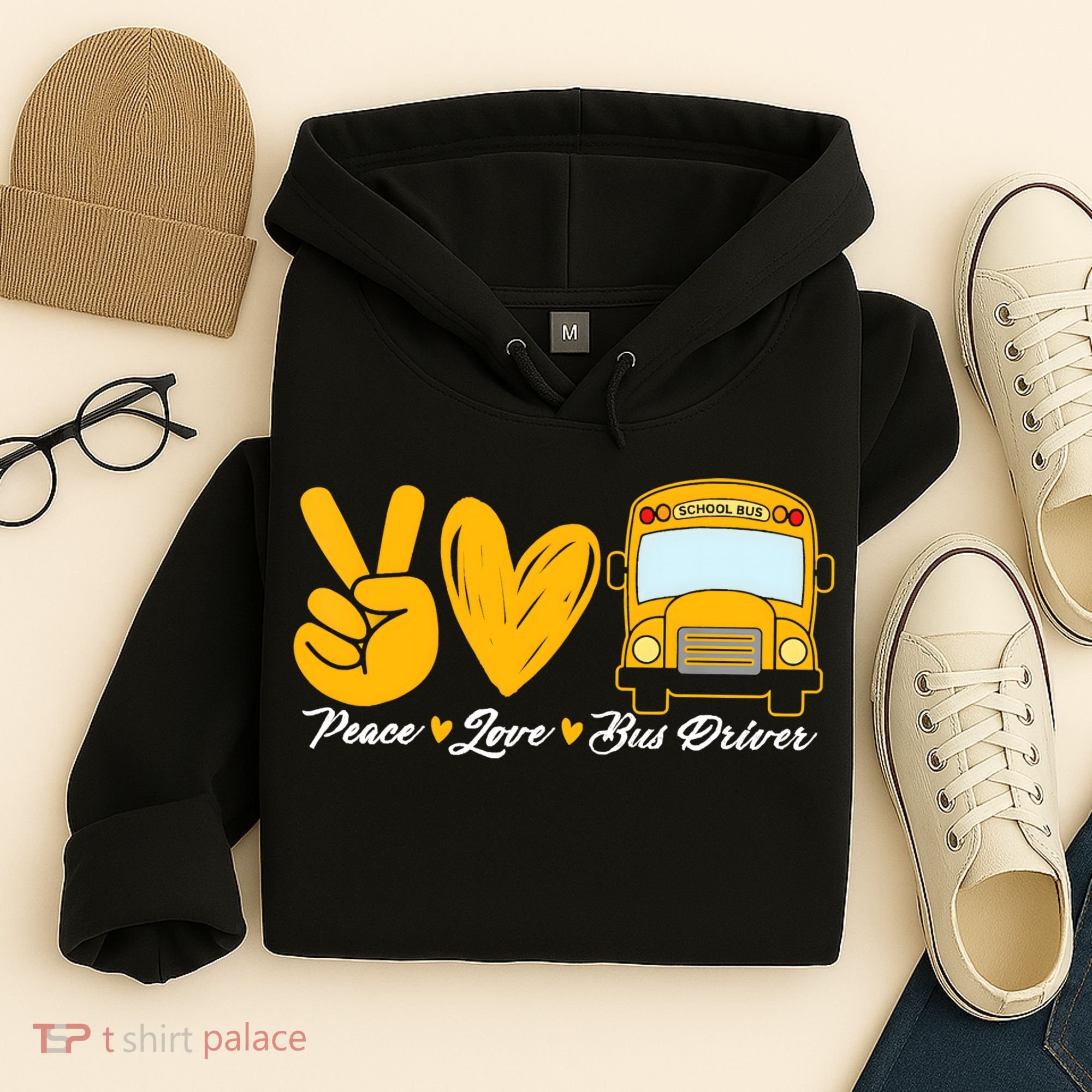 School Bus Driver Peace Love Bus Driver Driving Bus Hoodie