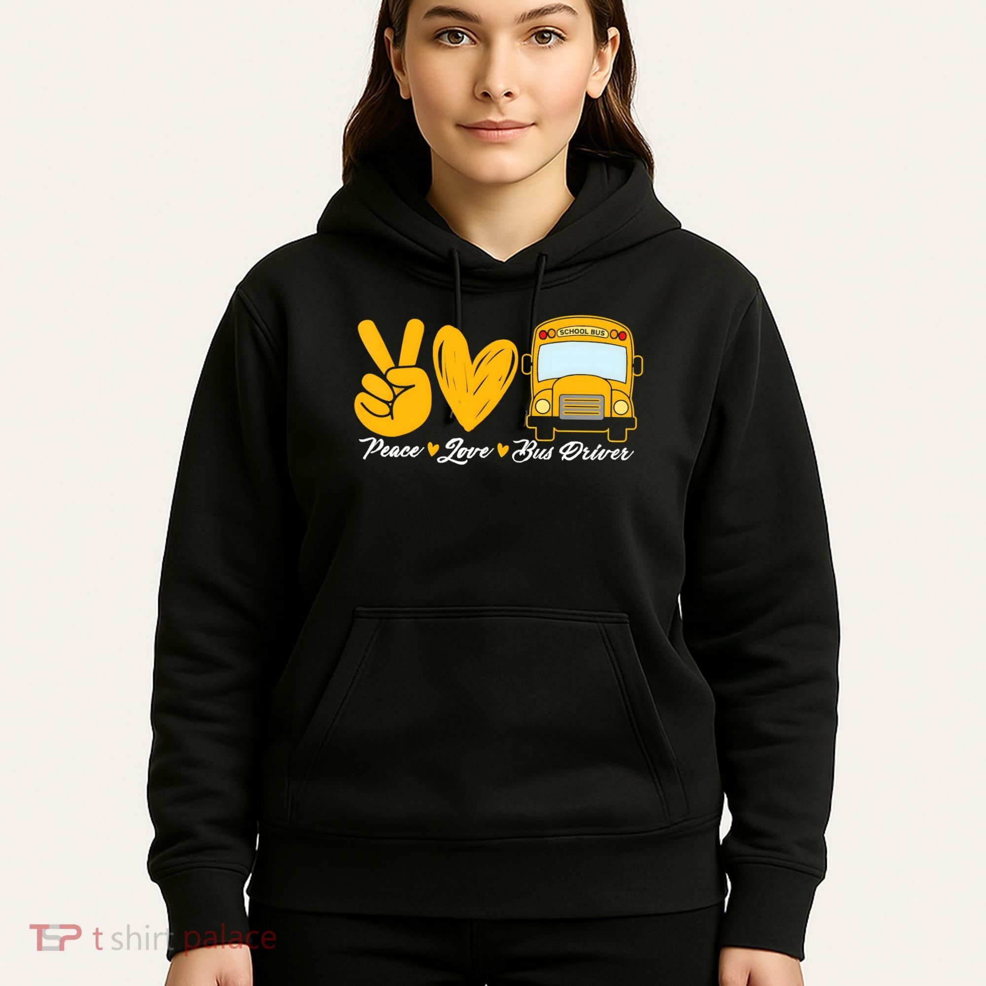 School Bus Driver Peace Love Bus Driver Driving Bus Hoodie