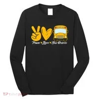 School Bus Driver Peace Love Bus Driver Driving Bus Long Sleeve Shirt thumb 0