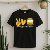 School Bus Driver Peace Love Bus Driver Driving Bus T-Shirt thumb 2