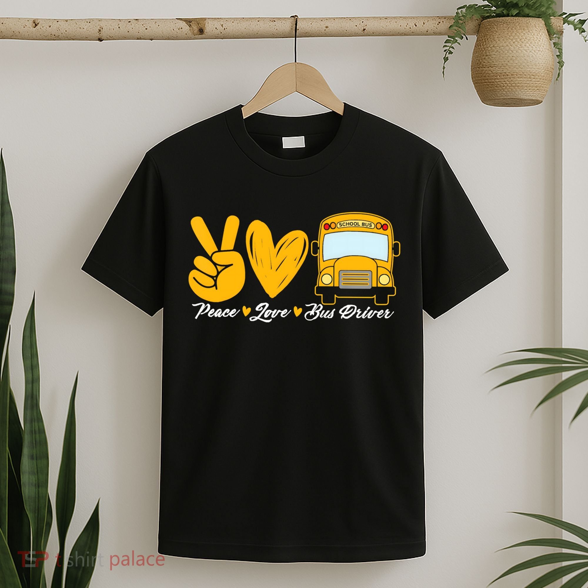 School Bus Driver Peace Love Bus Driver Driving Bus T-Shirt